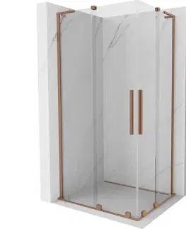 Sprchovacie kúty MEXEN/S - Velar L Duo sprchovací kút, posuvné dvere 100 x 90, transparent, meď kartáčovaná 871-100-090-02-03-65