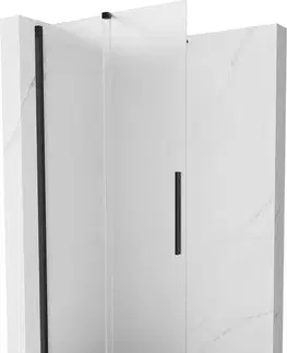 Sprchové dvere MEXEN/S - Velar Sprchová zástena posuvná Walk-in 70 x 200, dekor 8 mm, čierna 871-070-000-33-70