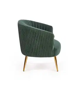 Kreslá HALMAR Crown kreslo tmavozelená / zlatá