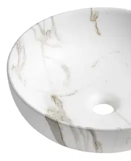 Umývadlá SAPHO - RONDANE keramické umývadlo na dosku priemer 41cm, bianco carrara AR435BC