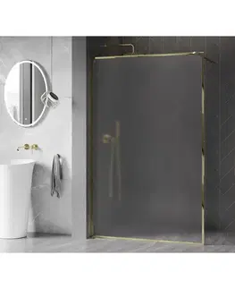 Sprchové dvere MEXEN/S - Kyoto-F Sprchová zástena WALK-IN s rámom 140 x 202, dekor 8 mm, zlato 800-140-104-50-30