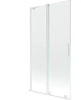Sprchové dvere MEXEN/S - Velar L dvojkrídlová posuvná vaňová zástena 100 x 150, transparent, biela 896-100-003-01-20
