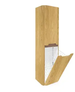 Kúpeľňový nábytok Kúpeľňová skrinka vysoká s košom na bielizeň SAT Fusion 40x149x33 cm dub medový mat SATFUSIONV40DMK SATFUSIONV40DMK