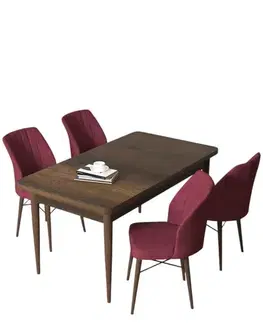 Jedálenské sety Dining Table & Chairs Set (5 Pieces) Arp - Baroque, Burgundy