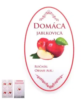 Samolepky na stenu Kinekus Samolepka DOMÁCA JABLKOVICA, červená, oválna, biela, 16ks etikiet