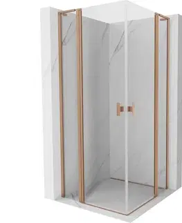 Sprchovacie kúty MEXEN/S - Mist L Duo sprchovací kút dvere krídlové 105 x 105, transparent, meď kartáčovaná 8A4L-105-105-65-00