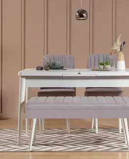 Jedálenské sety Jedálenský set s rozkladacím stolom a stoličkami (4 kusy) Vina 0701 - 3 - White, Grey