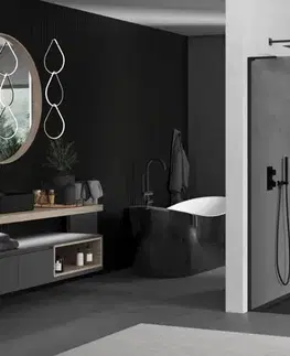 Sprchové dvere MEXEN/S - Kioto L Sprchová zástena WALK-IN 120 x 200, grafit, čierna 800-120-103-70-40