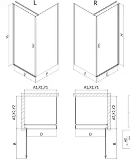 Sprchovacie kúty MEXEN/S - Mist-B sprchovací kút dvere krídlové 70 x 95, transparent, zlato kefovaná 8A2T-070-095-55-00