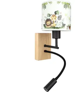 Svietidlá BRILAGI-LED Flexibilná lampa BOBO WOOD 1xE27/25W/230V + LED/3W dub/čierna/biela/zelená/džungľa BG1564+BG5588