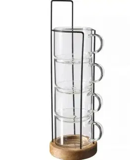 Hrnčeky a šálky Kinekus Hrnček sklo 280ml, sada 5 ks + stojan