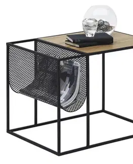 Konferenčné stolíky KONDELA Flyn príručný stolík dub / čierna