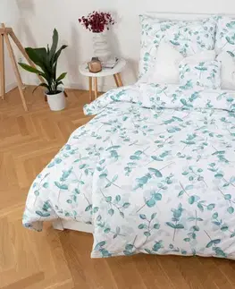 Obliečky MKLozkoviny.sk Francúzske obliečky Mako jersey – Eukalyptus - 220 × 200 cm - 70 x 90 cm