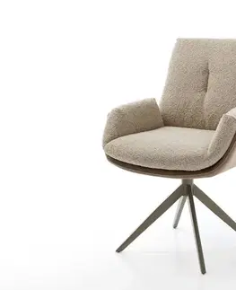 Jedálenské stoličky DELIFE Otočná jedálenská stolička Clea-Flex zmiešané materiály tmavobéžová krížová podstava široká titánová farba otočná o 360° s hojdacou funkciou