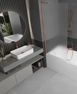 Sprchové dvere MEXEN/S - Next L vaňová zástena FIX 80 x 150, vzor, meď kartáčovaný 895-080-000-03-30-65