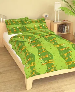 Detské obliečky Obliečky bavlnené detské Žirafky zelené TiaHome - Detský set 130x90cm + 65x45cm