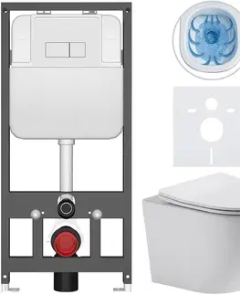 Záchody CERANO - Kompletný WC set Basic/Cesso - biela lesklá - WC tlačidlo Modulo/Biela - závesné - predstenová inštalácia - 49x36 CER-8050BD85958