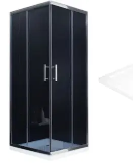 Vane MEXEN/S - Rio Sprchovací kút štvorcový 80x80, grafit, chróm + vanička so sifónom 860-080-080-01-40-4010