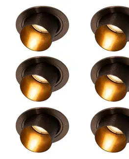 Zapustené svietidlá Sada 6 moderných zapustených bodových svetiel tmavý bronz okrúhle naklápacie - Installa