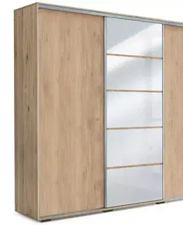 Šatníkové skrine Skriňa Alicja A28 250 Zrkadlo Craft Zlatá /Biely Lacobel