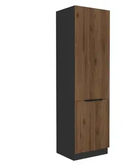 Kuchynské dolné skrinky KONDELA Menzo 60 DK-210 2F potravinová skriňa čierna / orech