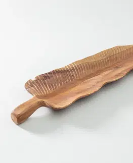 Podnosy a tácky Tanier Wood Leaf 60x18 cm