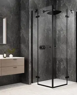 Sprchové dvere POLYSAN - GLOBE BLACK obdĺžniková sprchová zástena 900x800, rohový vstup, číre sklo GB5980B