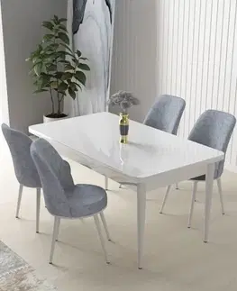 Jedálenské sety Dining Table & Chairs Set (5 Pieces) Nil - White, Grey