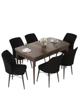 Jedálenské sety Extendable Dining Table & Chairs Set (7 Pieces) Nef - Baroque, Black
