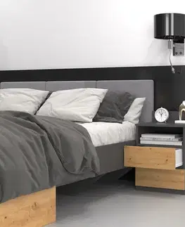 Nočné stolíky MELWIN M1 nočný stolík, antracit/ dub artisan