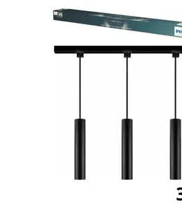 Svietidlá Philips - LED stmievateľný luster na lankách v lištovom systéme EASYLINK 3×GU10/4,7 W/230 V 1 m čierna P7614+3xP7029