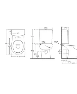 Záchody SAPHO - KAIRO CLEANWASH WC kombi s bidetovou sprškou, zadný odpad, splachovací mechanizmus PC106