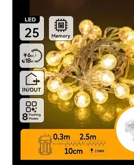 LED osvetlenie  B.V.  - LED Vonkajšia svetelná reťaz 25xLED/3xAA/8 funkcií 2,8 m IP44 teplá biela B10303K4O