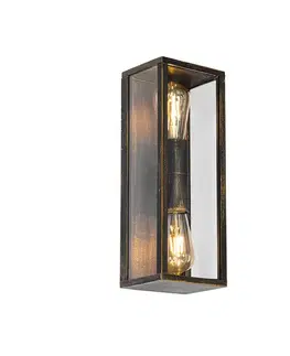 Vonkajšie nástenné svietidlá Vintage nástenná lampa starožitné zlato 38 cm 2-svetlo IP44 - Charlois