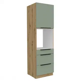 Kuchynské dolné skrinky KONDELA Arsany 60 DPS-210 3S 1F skrinka na vstavanú rúru aquamarine / dub artisan