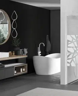 Sprchové dvere MEXEN/S - Kioto+ L Sprchová zástena WALK-IN s poličkou a držiakom uterákov 100 x 200, biely vzor, biela 800-100-123-20-85