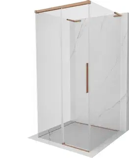 Sprchovacie kúty MEXEN/S - Rox-3S L sprchový kút 3 stenný, posuvný 95 x 95, transparent, meď kartáčovaná 8C2L-095-095-65-00-3S
