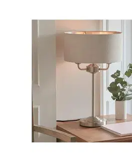 Lampy Endon 94369 - Stolná lampa HIGHCLERE 3xE14/18W/230V béžová/matný chróm 94369