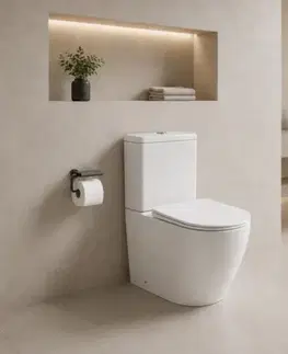 Záchody CERANO - WC kombi Cesso, Vortex - vírové splachovanie + Slim/SoftClose sedátko - spodný/zadný odpad - biela lesklá - 61,8x38 CER-680356