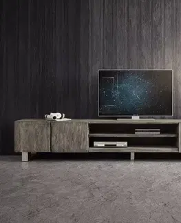 Televízne stolíky DELIFE TV stolík Live-Edge 300 cm akácia platinová 4 dvierka 2 priehradky