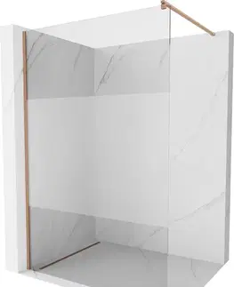 Sprchové dvere MEXEN/S - Kioto Sprchová zástena WALK-IN 80 x 200, transparent/dekor 8 mm, meď kartáčovaná 800-080-101-65-35