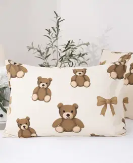 Dekoračné obliečky MKLozkoviny.sk Flanelová obliečka na vankúš 50 x 70 cm - Plyšové medvedíky-  -