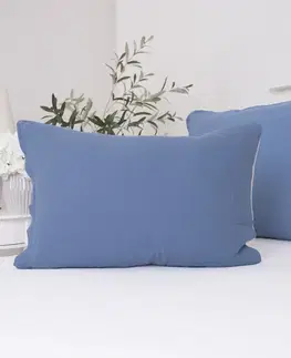 Dekoračné obliečky MKLozkoviny.sk Mušelínová obliečka na vankúš 50 x 70 cm - Alexia Duo - modrá/krémová-  -