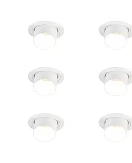 Zapustené svietidlá Sada 6 moderných zapustených bodových svetiel biela okrúhla naklápacia - Installa