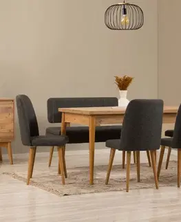 Jedálenské sety Jedálenský set s rozkladacím stolom a stoličkami (6 kusov) Vina - Atlantic Pine, Anthracite