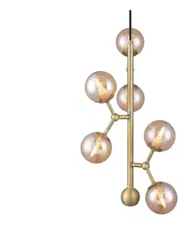 Svietidlá Halo Design 738861 - Luster na lankách ATOM 6xG9/28W/230V pr. 30 cm mosadz/k. béžová 738861