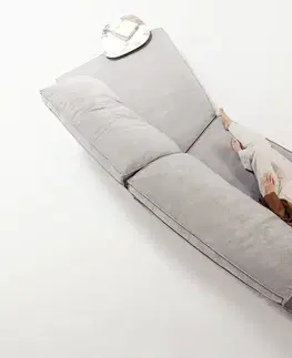 Veľké pohovky DELIFE Veľká pohovka Snoosh 400x150 cm štruktúrovaná látka mäkká sivá ležadlo pravá