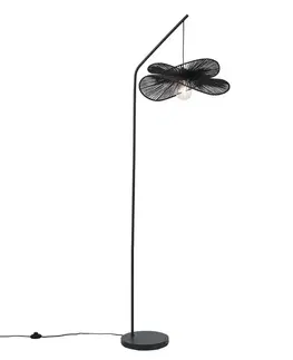 Stojace lampy Art Deco stojacia lampa čierna s čiernym tienidlom - Nest