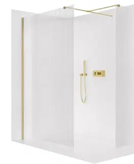 Sprchovacie kúty CERANO - Sprchová zástěna Walk-in Onyx T L/P - 8 mm - hranatá vzpěra - zlatá, rýhované sklo - 150x80x200  CER-8050BD3721
