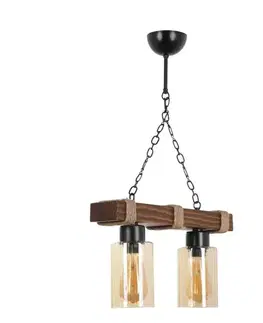 Svietidlá  Závesný luster na reťazi JASMIN 2xE27/40W/230V hnedá/béžová 534LUN3369